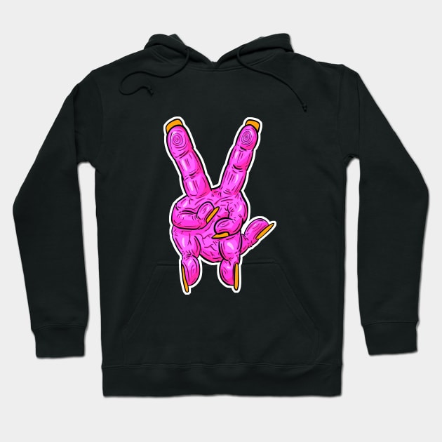 Zombie Fingers Peace Sign Pink Hoodie by Squeeb Creative